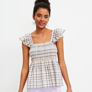 NWOT Loft Plaid Peplum Top